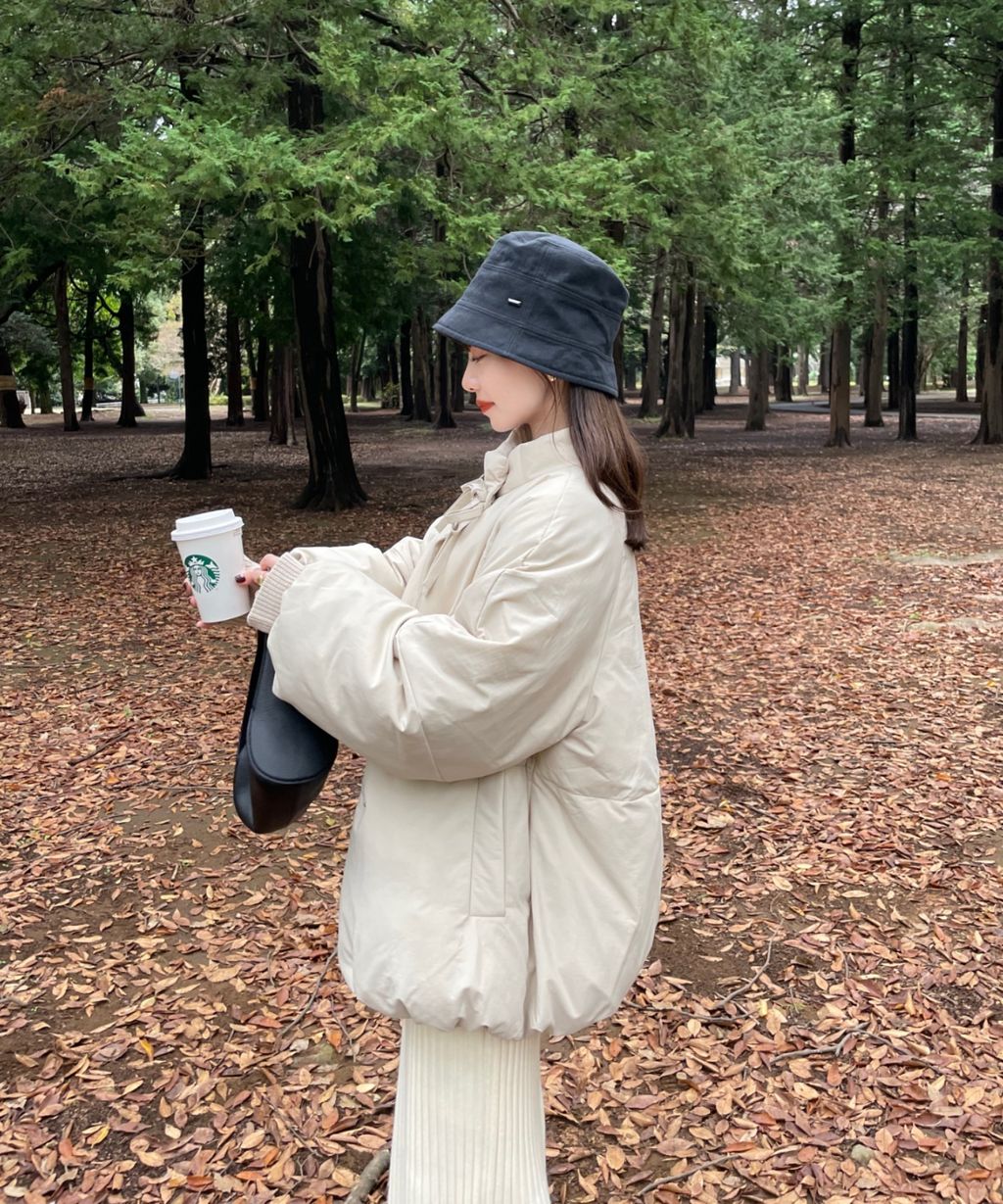 hinari 中綿蝴蝶結綁帶中長版保暖防風外套_89