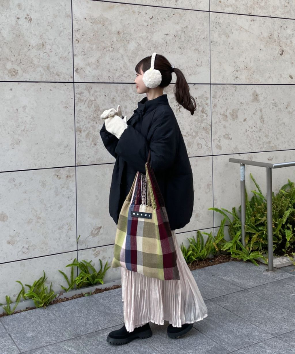 hinari 中綿蝴蝶結綁帶中長版保暖防風外套_78