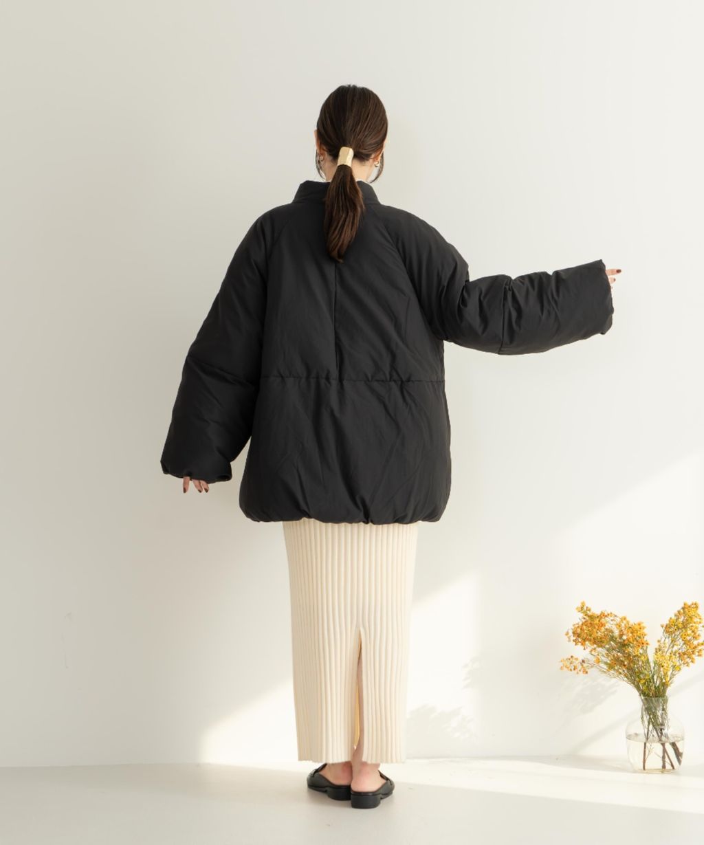 hinari 中綿蝴蝶結綁帶中長版保暖防風外套_65