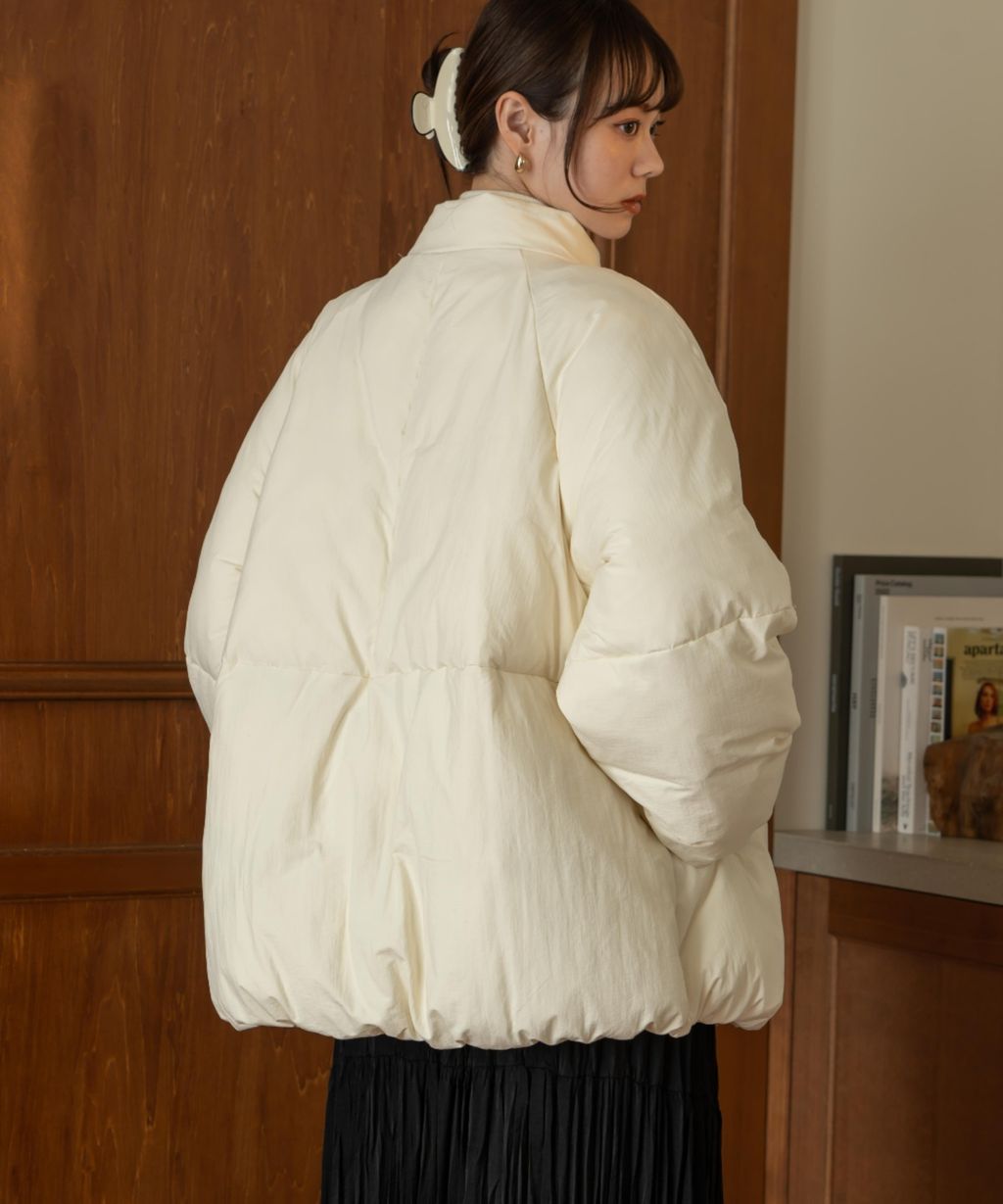 hinari 中綿蝴蝶結綁帶中長版保暖防風外套_61