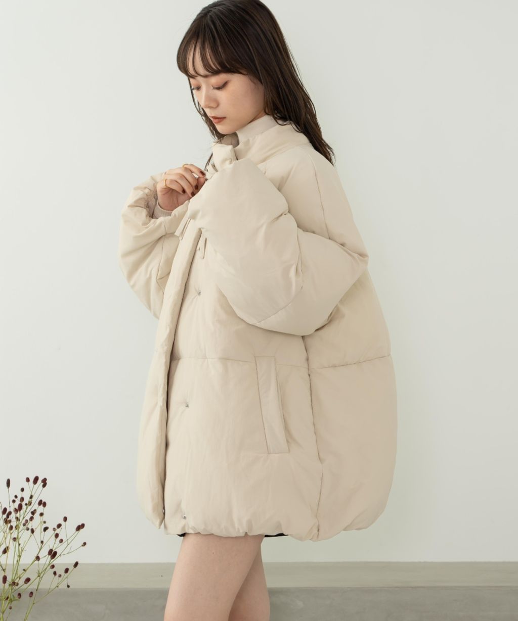 hinari 中綿蝴蝶結綁帶中長版保暖防風外套_41