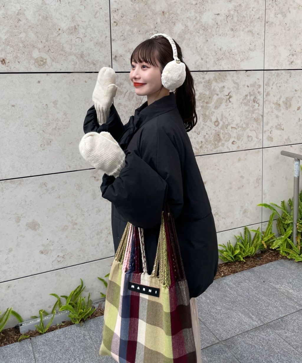 hinari 中綿蝴蝶結綁帶中長版保暖防風外套_77