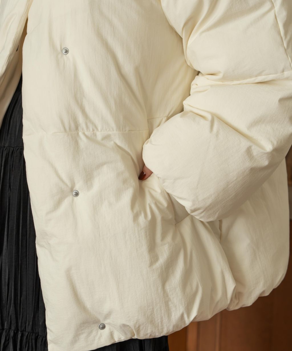 hinari 中綿蝴蝶結綁帶中長版保暖防風外套_43