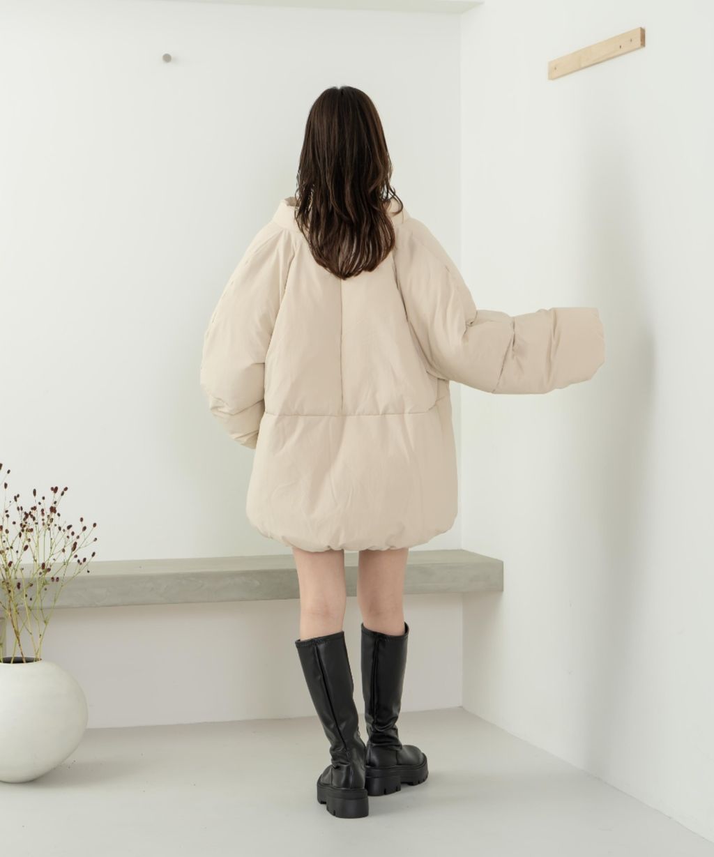 hinari 中綿蝴蝶結綁帶中長版保暖防風外套_32