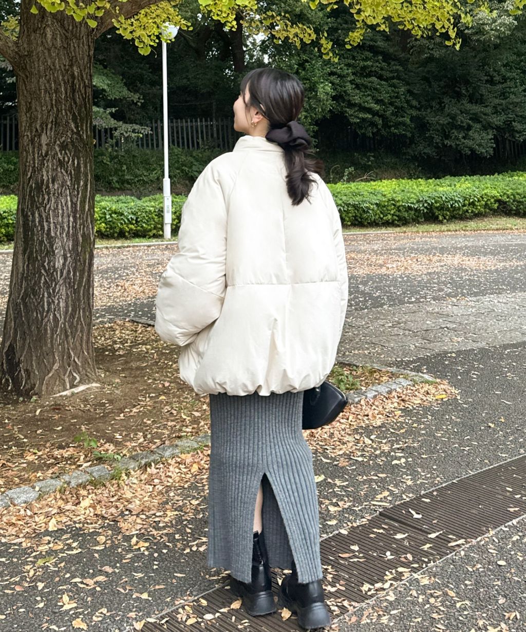 hinari 中綿蝴蝶結綁帶中長版保暖防風外套_20