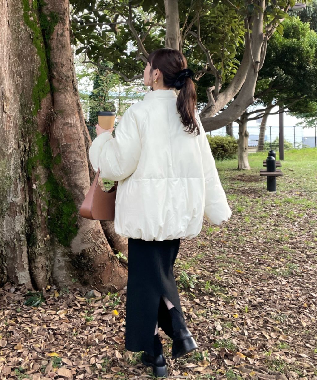 hinari 中綿蝴蝶結綁帶中長版保暖防風外套_23