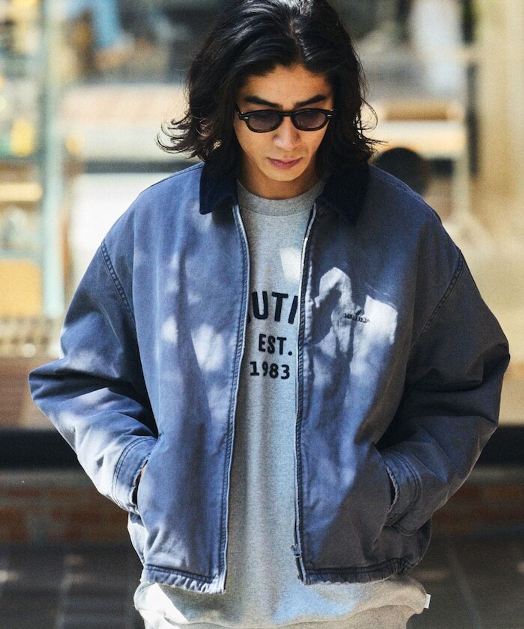 NAUTICA 中綿水染復古刷舊卡其布拉鍊飛行工裝感外套_4