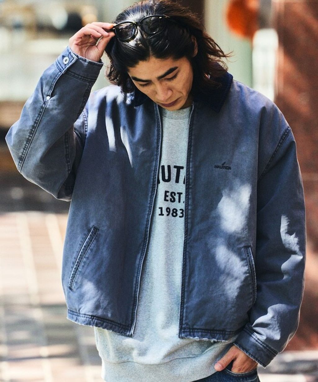 NAUTICA 中綿水染復古刷舊卡其布拉鍊飛行工裝感外套_15