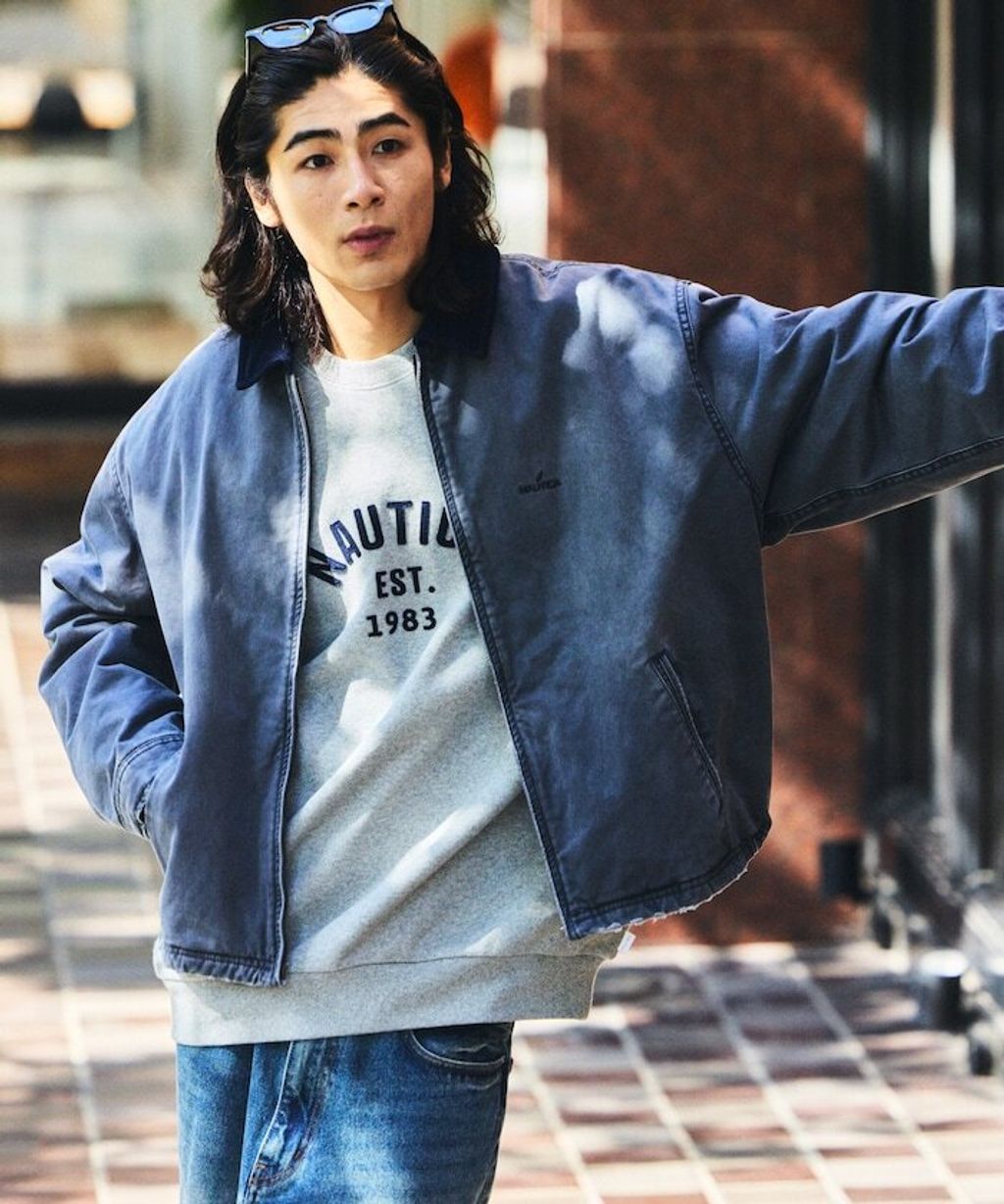 NAUTICA 中綿水染復古刷舊卡其布拉鍊飛行工裝感外套_16