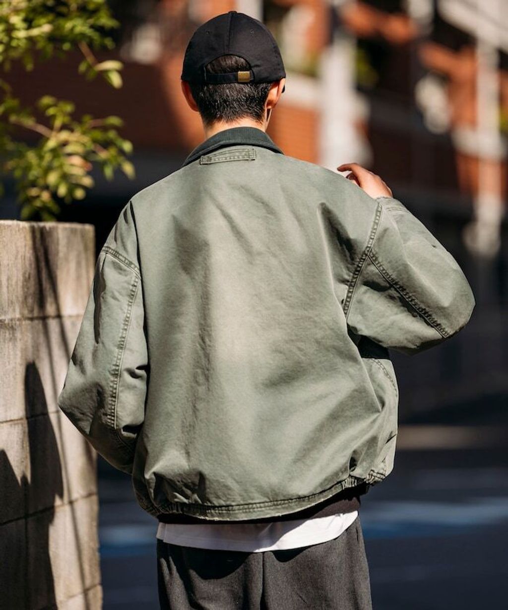 NAUTICA 中綿水染復古刷舊卡其布拉鍊飛行工裝感外套_10