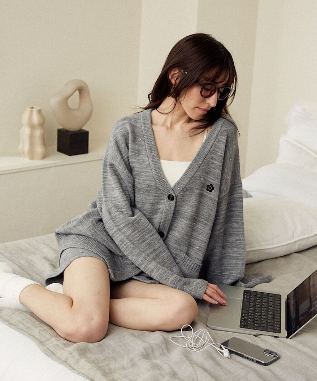 MARY QUANT 亮片點綴中針距柔軟針織開襟外套_5