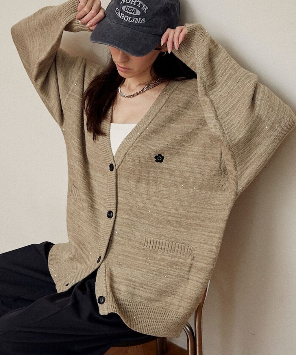 MARY QUANT 亮片點綴中針距柔軟針織開襟外套_3