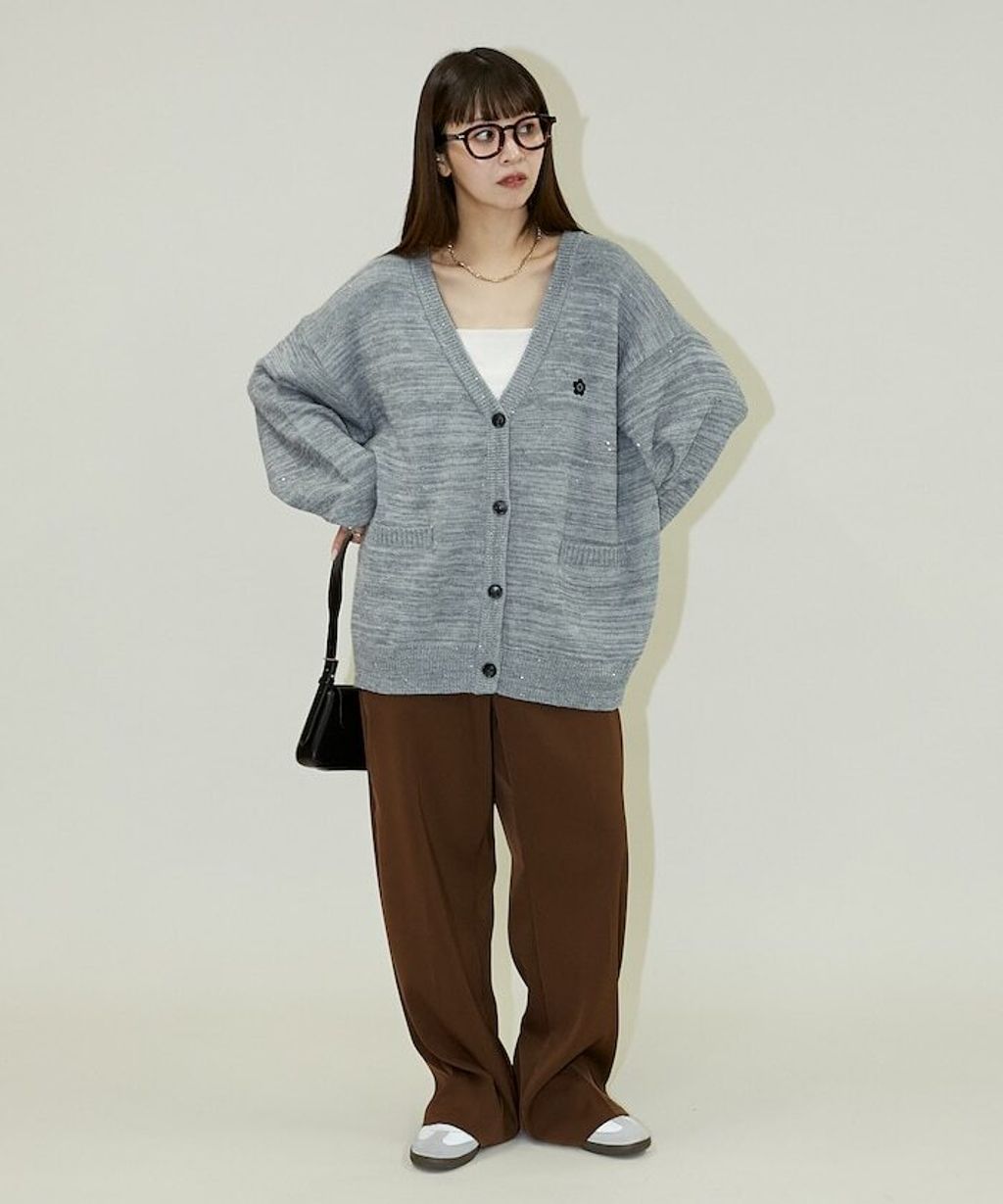 MARY QUANT 亮片點綴中針距柔軟針織開襟外套_61