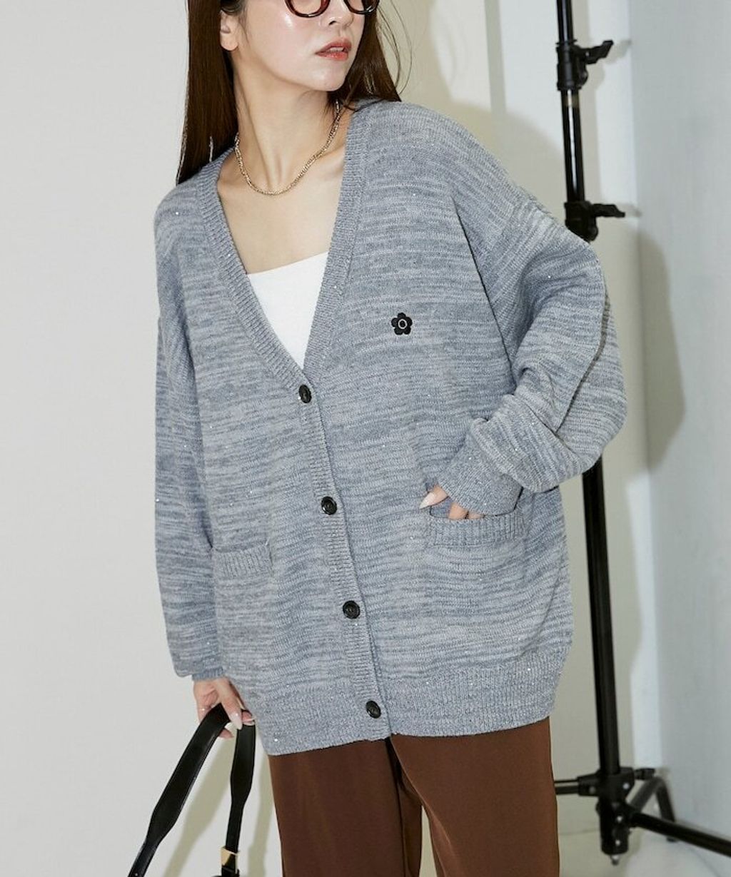 MARY QUANT 亮片點綴中針距柔軟針織開襟外套_64