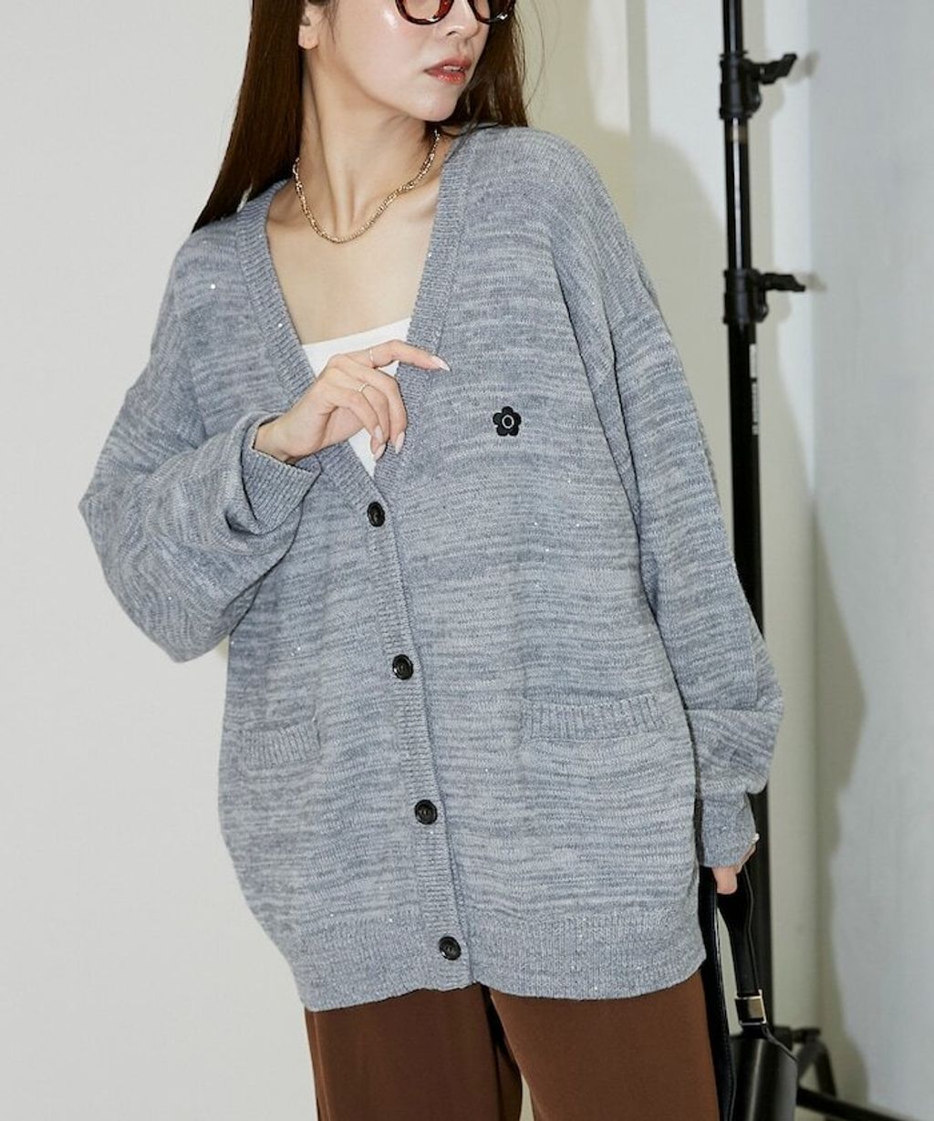 MARY QUANT 亮片點綴中針距柔軟針織開襟外套_60