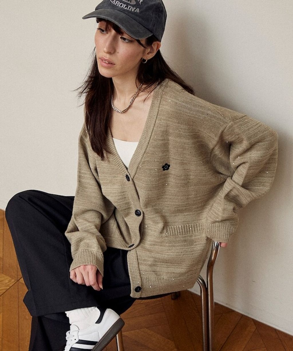 MARY QUANT 亮片點綴中針距柔軟針織開襟外套_36