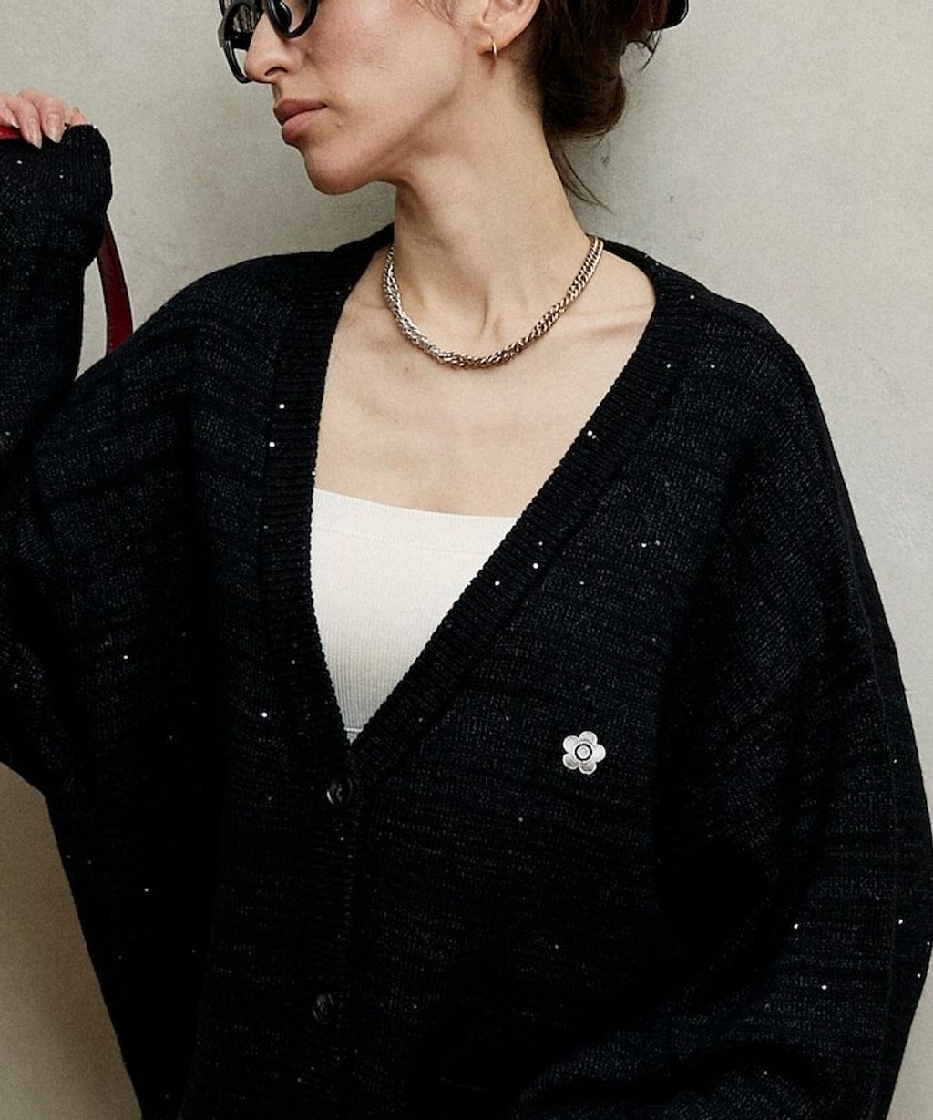 MARY QUANT 亮片點綴中針距柔軟針織開襟外套_29