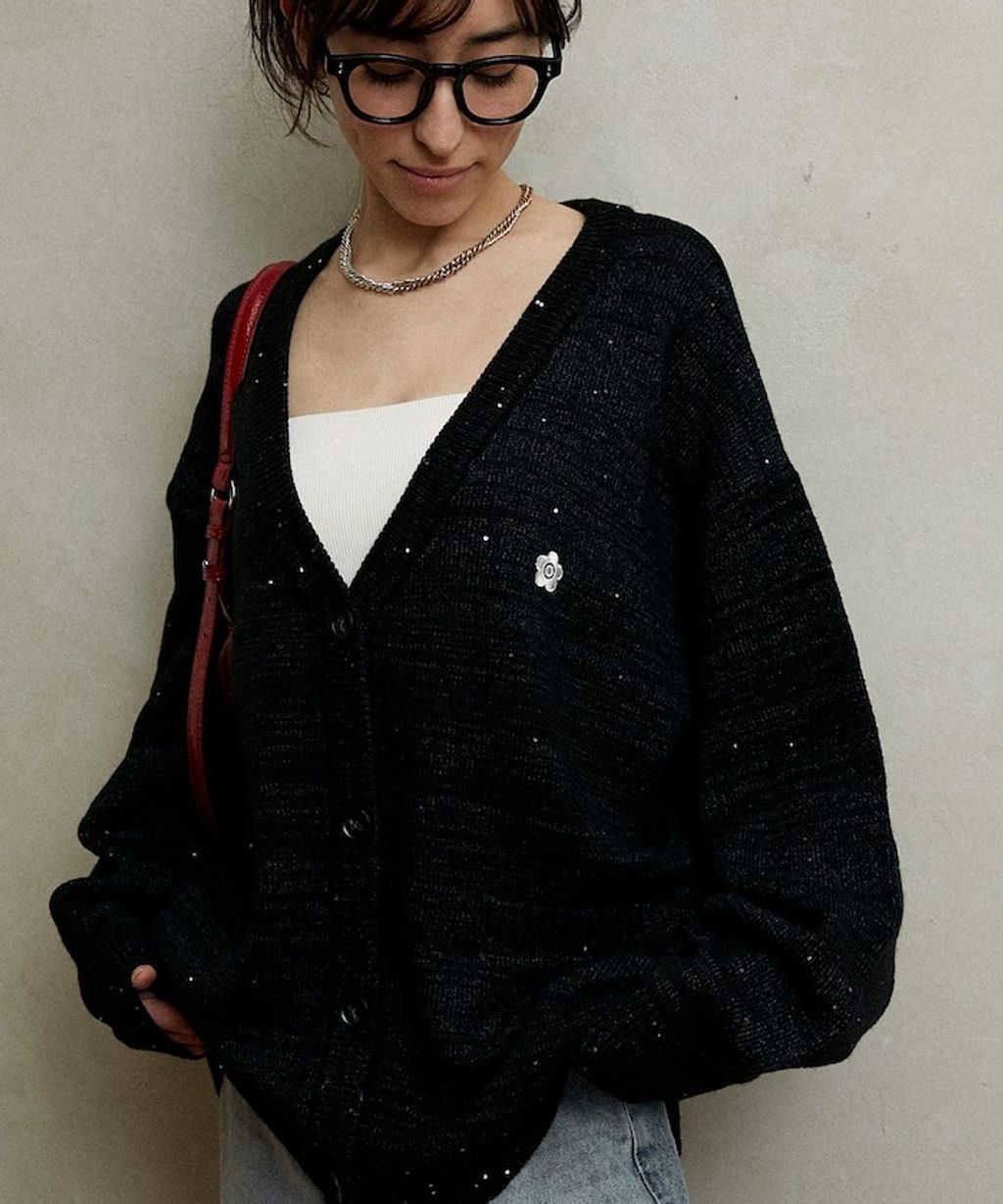 MARY QUANT 亮片點綴中針距柔軟針織開襟外套_30