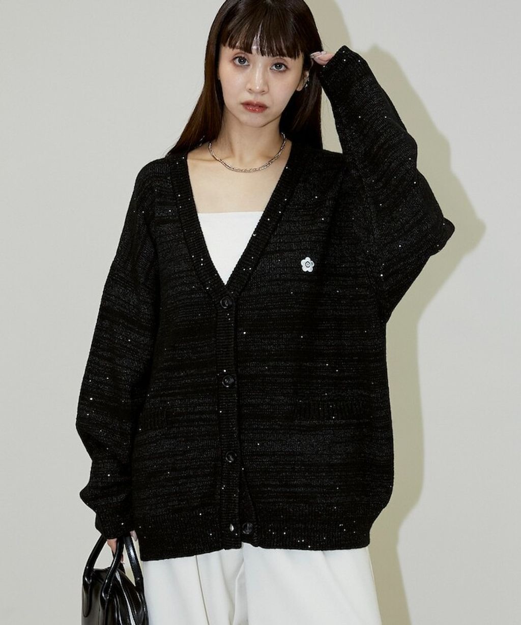 MARY QUANT 亮片點綴中針距柔軟針織開襟外套_17