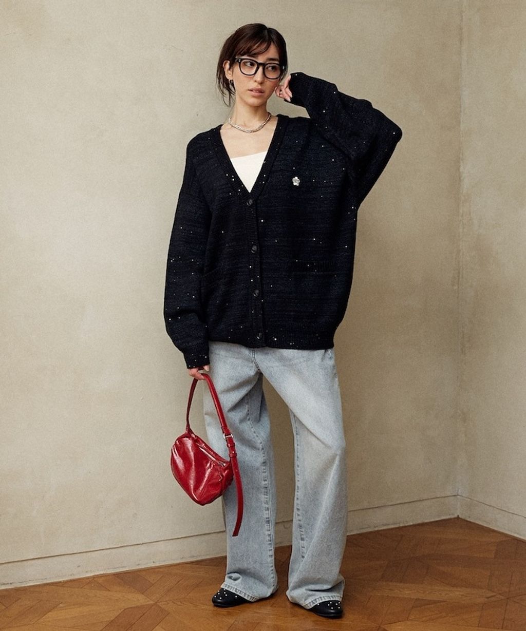 MARY QUANT 亮片點綴中針距柔軟針織開襟外套_25