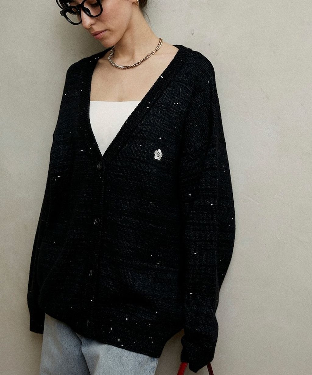 MARY QUANT 亮片點綴中針距柔軟針織開襟外套_22