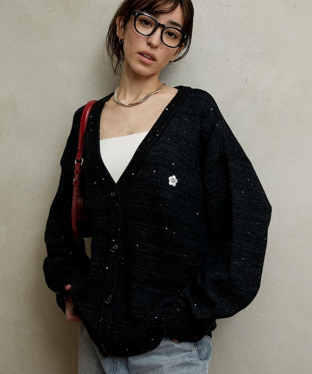 MARY QUANT 亮片點綴中針距柔軟針織開襟外套_24