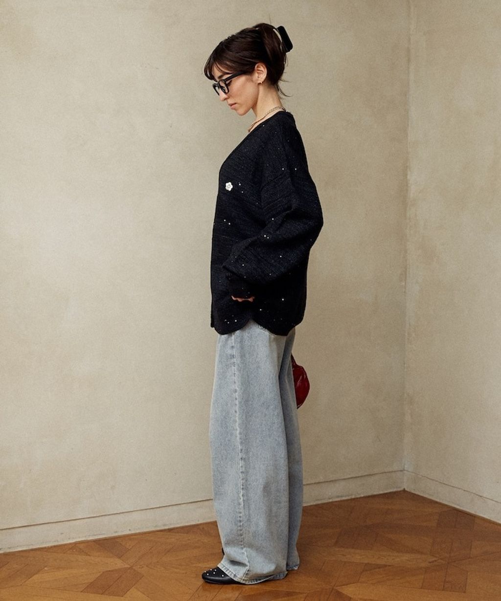 MARY QUANT 亮片點綴中針距柔軟針織開襟外套_26