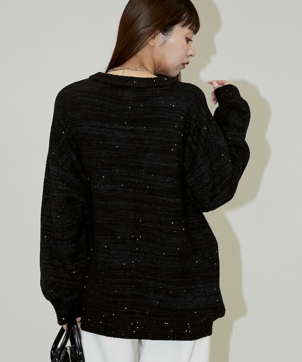 MARY QUANT 亮片點綴中針距柔軟針織開襟外套_16