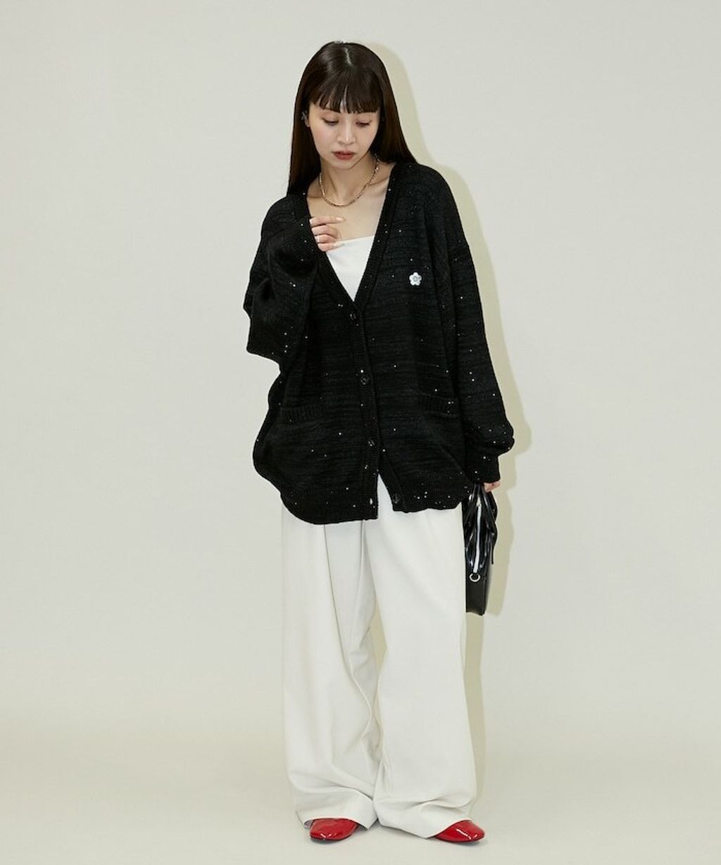 MARY QUANT 亮片點綴中針距柔軟針織開襟外套_20