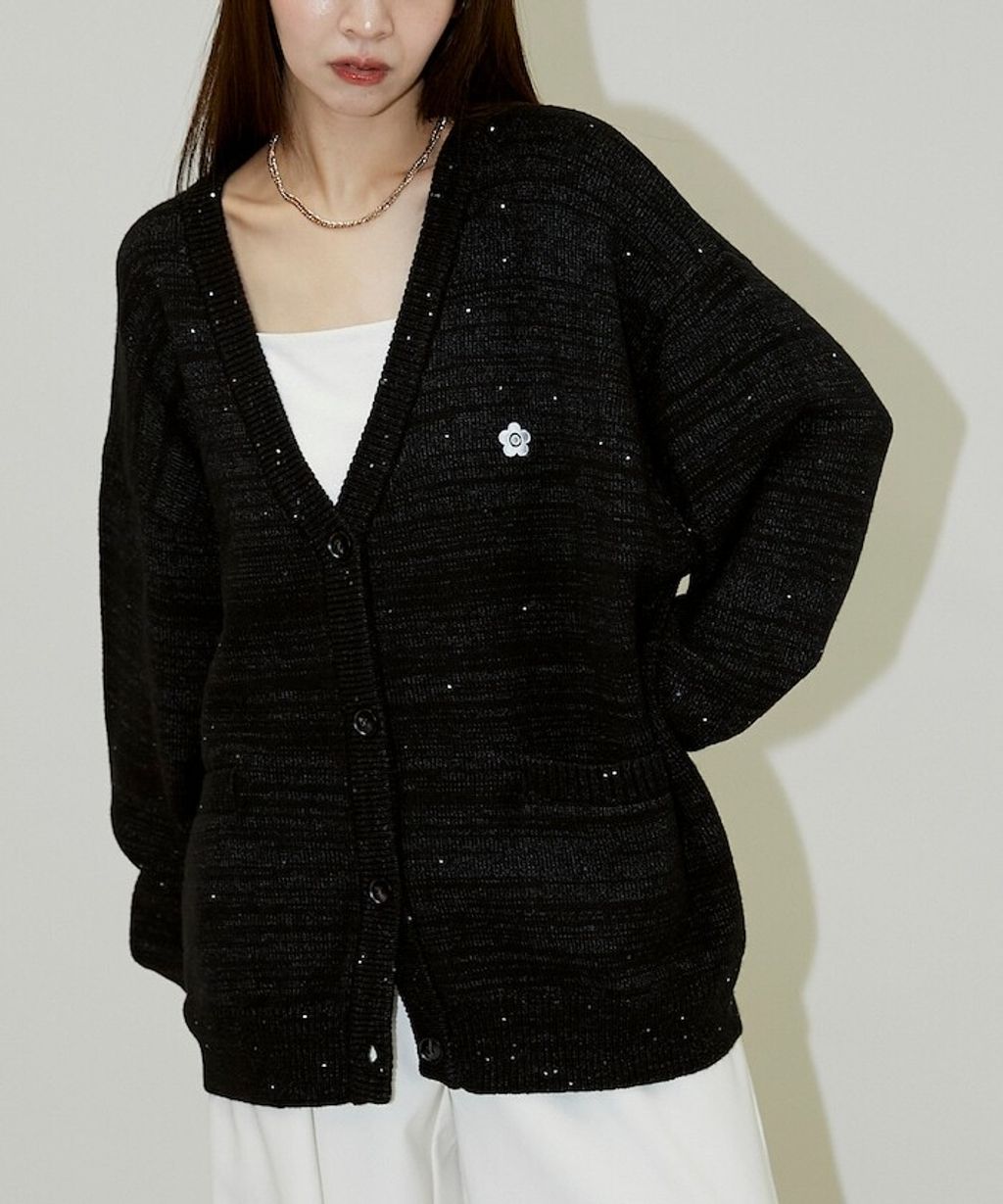 MARY QUANT 亮片點綴中針距柔軟針織開襟外套_15