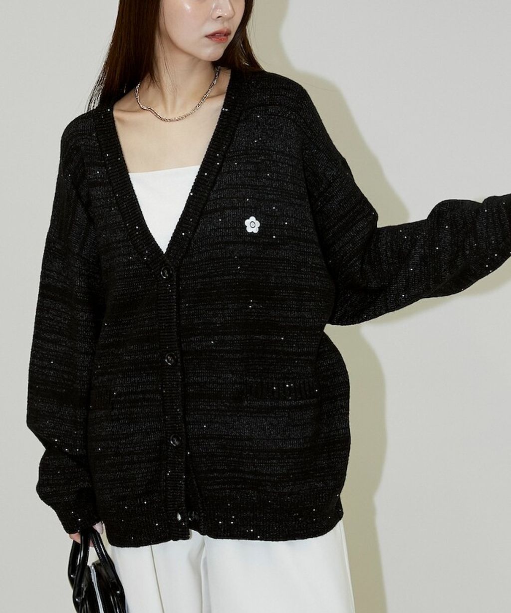 MARY QUANT 亮片點綴中針距柔軟針織開襟外套_21