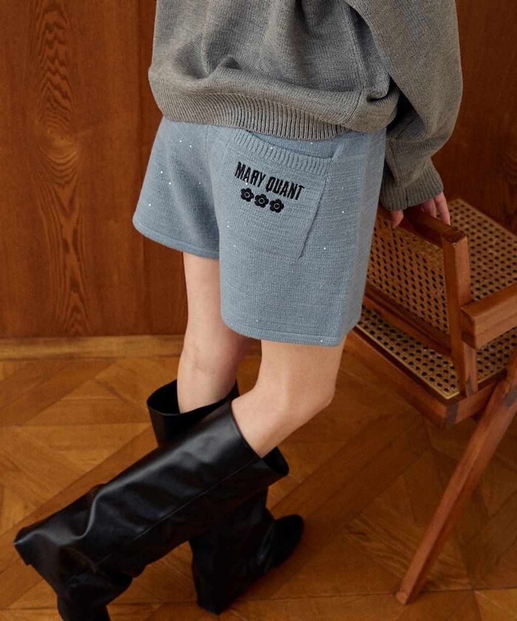 MARY QUANT 亮片點綴柔軟親膚針織短褲_40