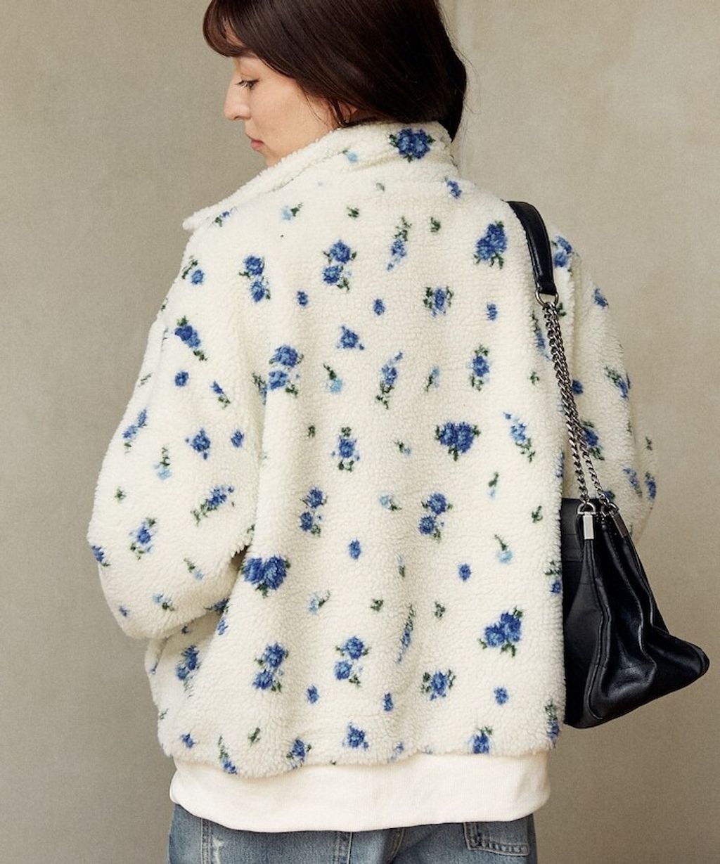 MARY QUANT 花卉印花蓬鬆保暖羊羔絨外套_5