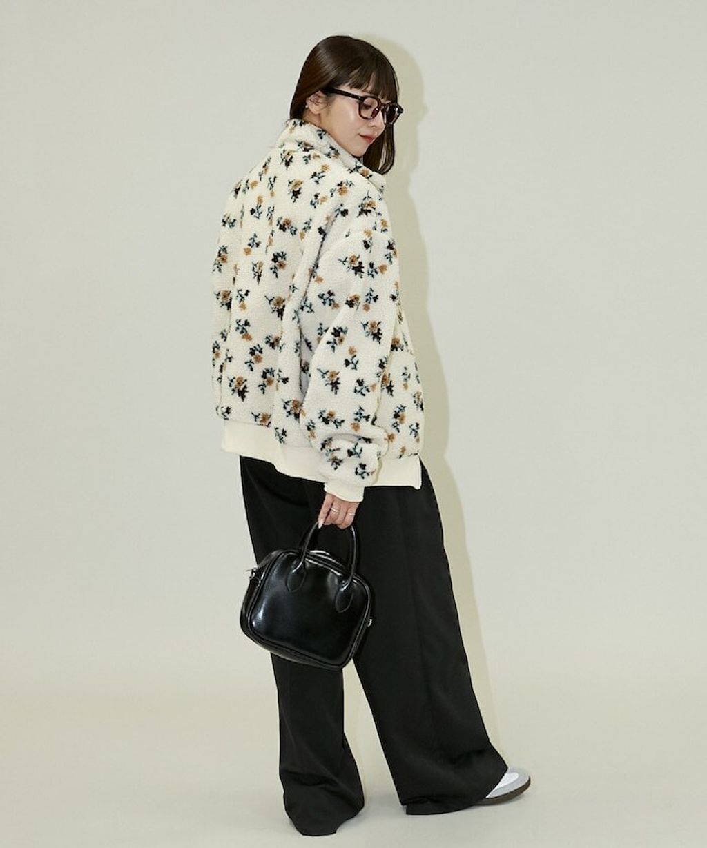 MARY QUANT 花卉印花蓬鬆保暖羊羔絨外套_40