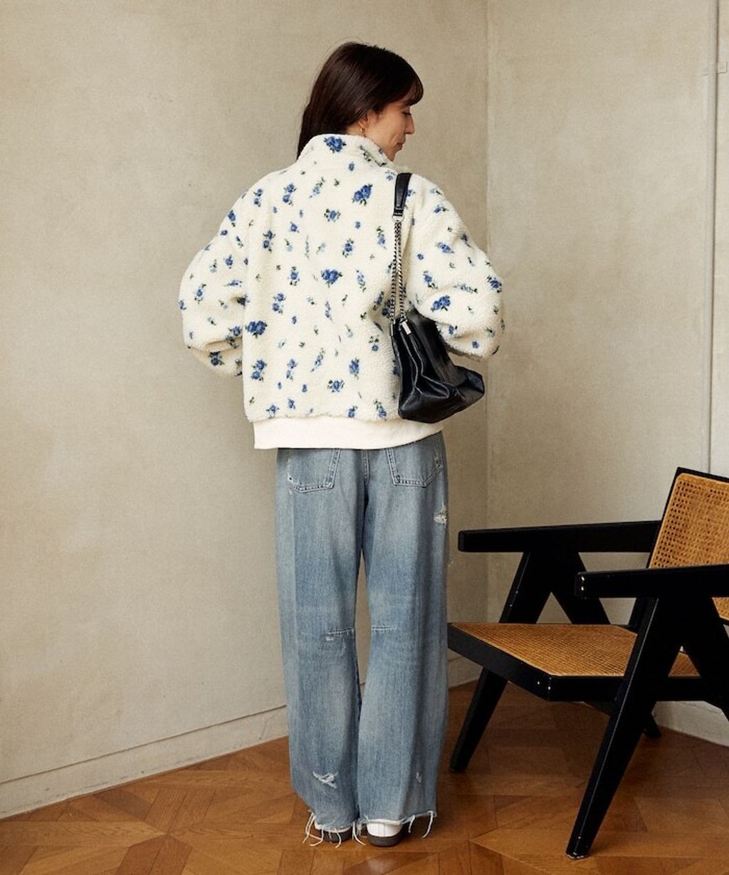 MARY QUANT 花卉印花蓬鬆保暖羊羔絨外套_10