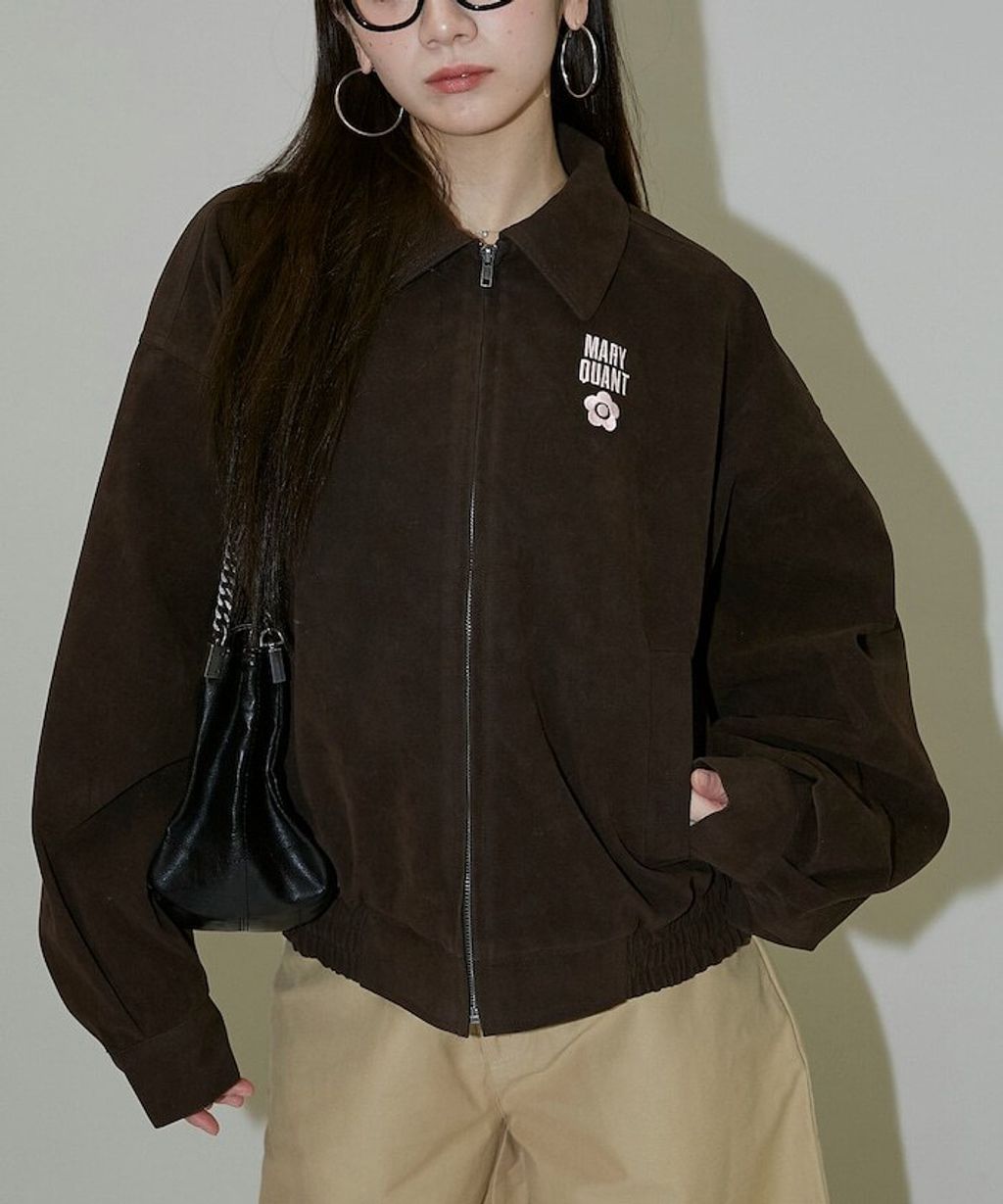 MARY QUANT 麂皮質感花紋刺繡logo外套_2