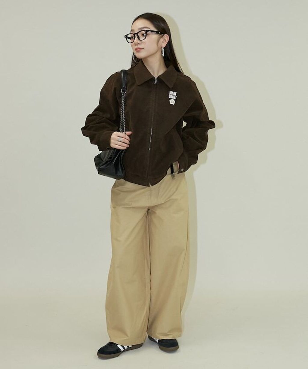 MARY QUANT 麂皮質感花紋刺繡logo外套_11