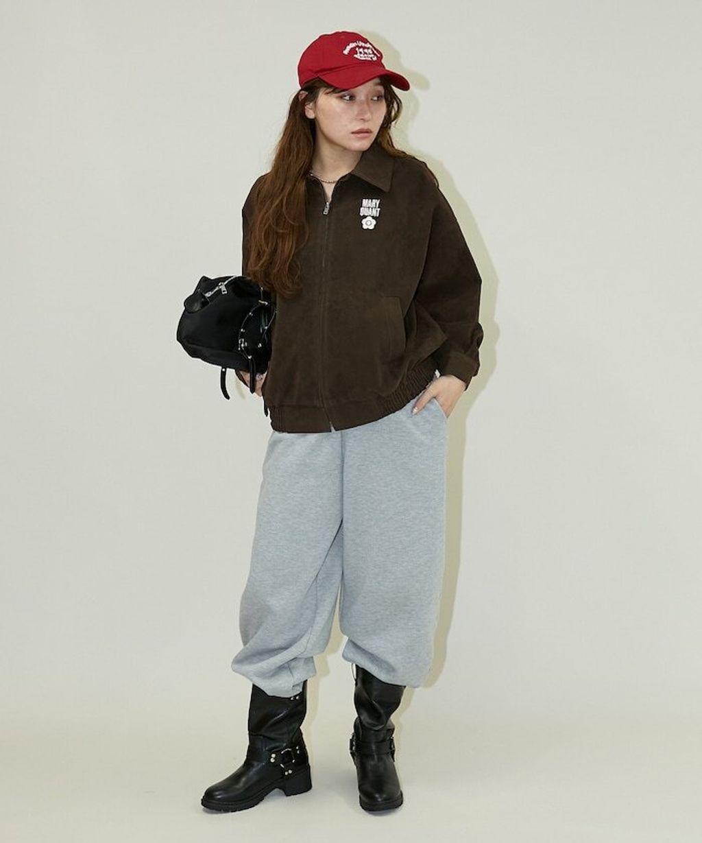 MARY QUANT 麂皮質感花紋刺繡logo外套_45