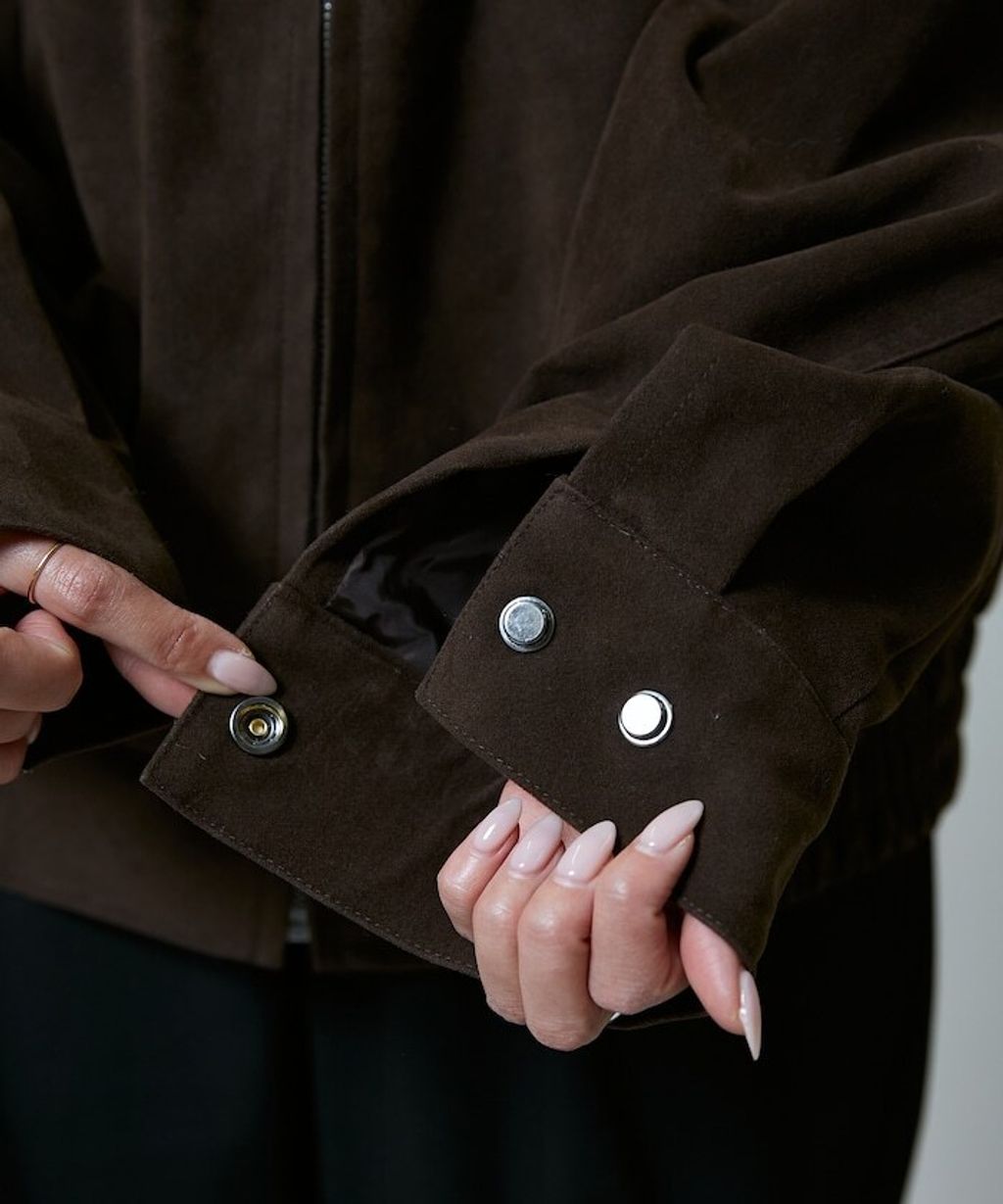 MARY QUANT 麂皮質感花紋刺繡logo外套_40