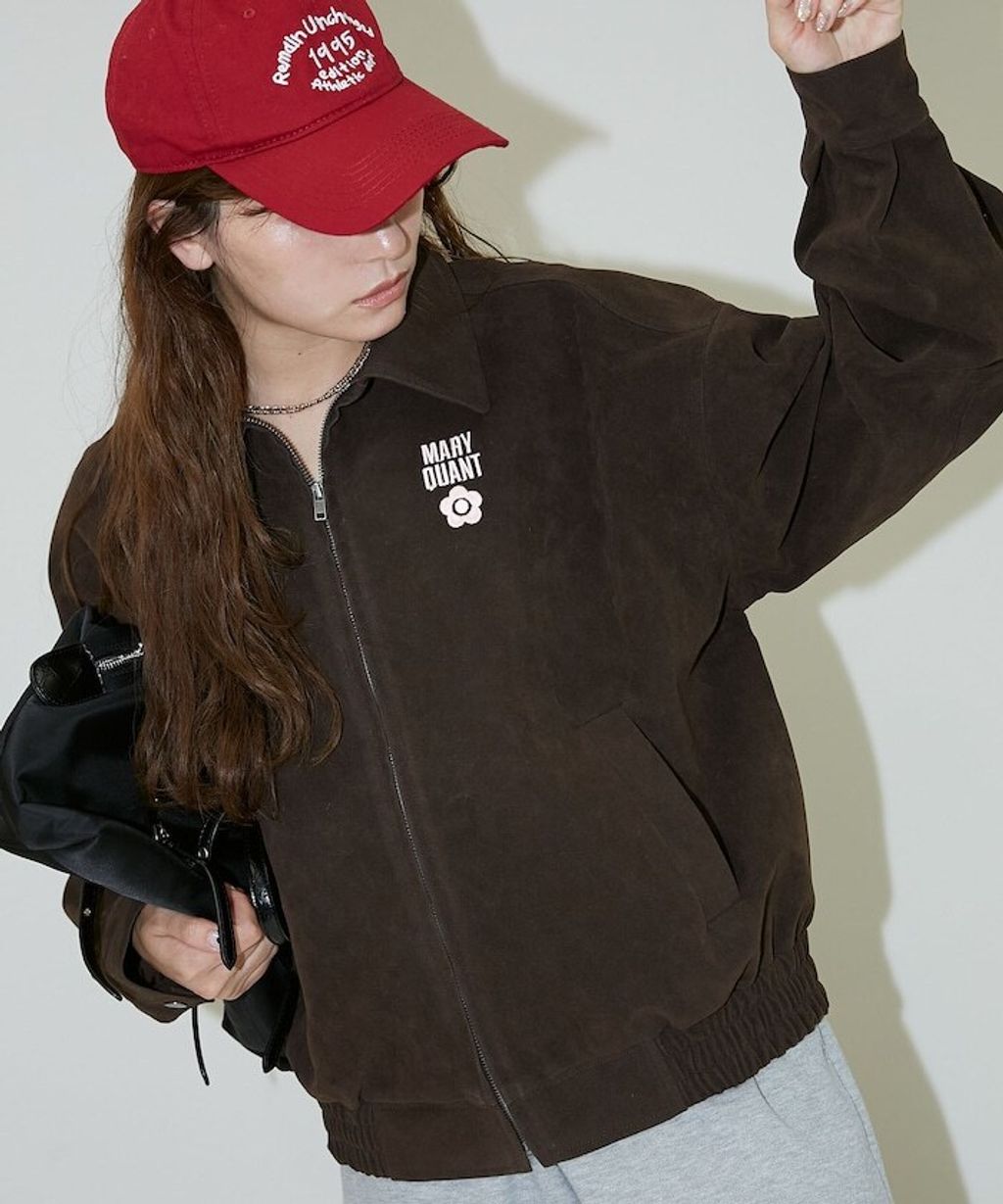 MARY QUANT 麂皮質感花紋刺繡logo外套_44