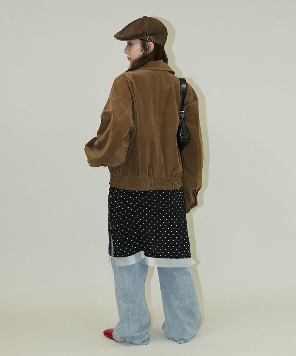 MARY QUANT 麂皮質感花紋刺繡logo外套_27