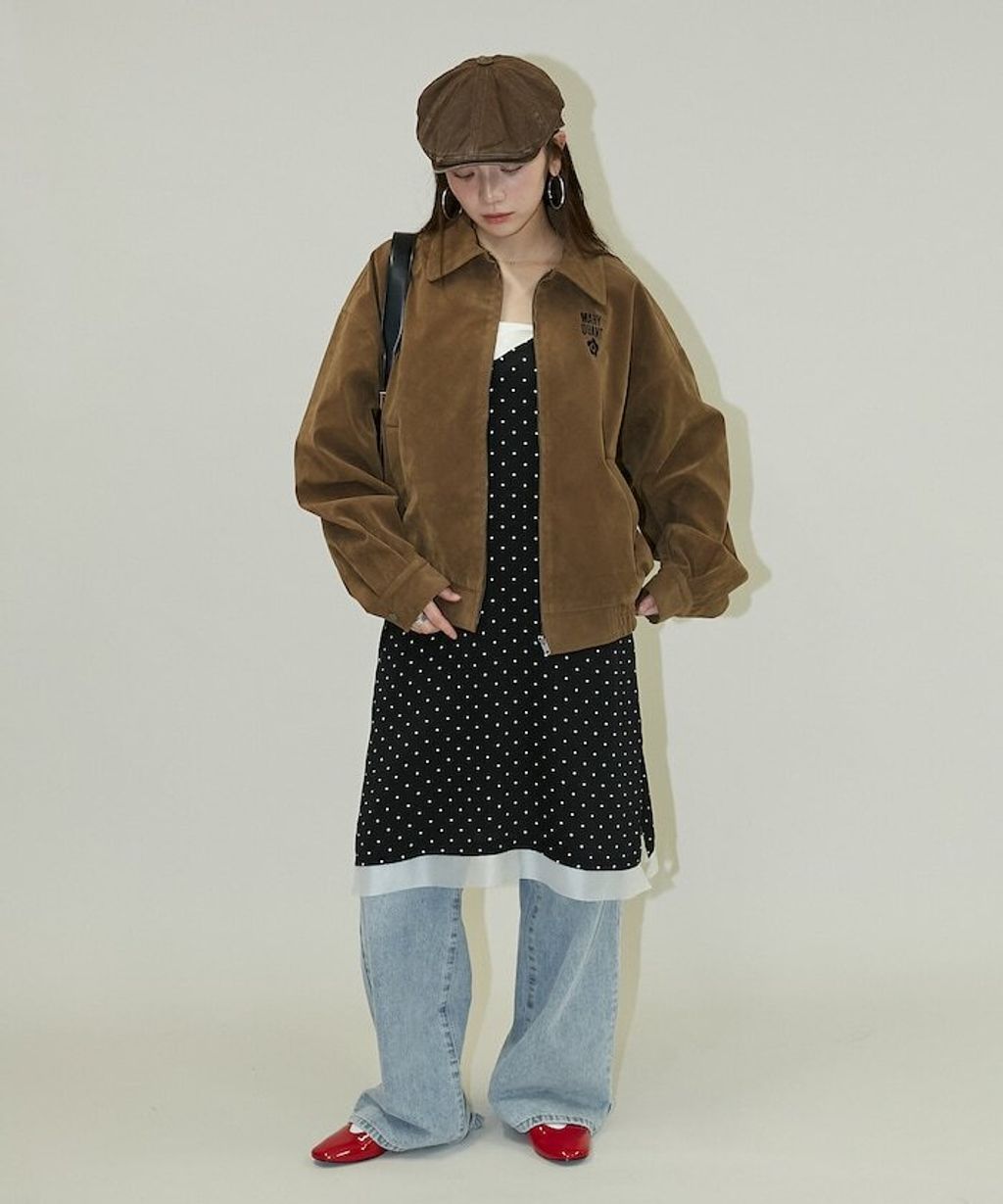 MARY QUANT 麂皮質感花紋刺繡logo外套_25