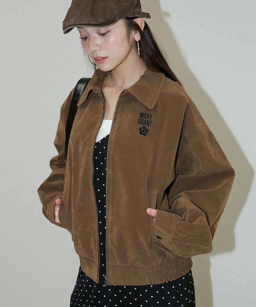 MARY QUANT 麂皮質感花紋刺繡logo外套_30