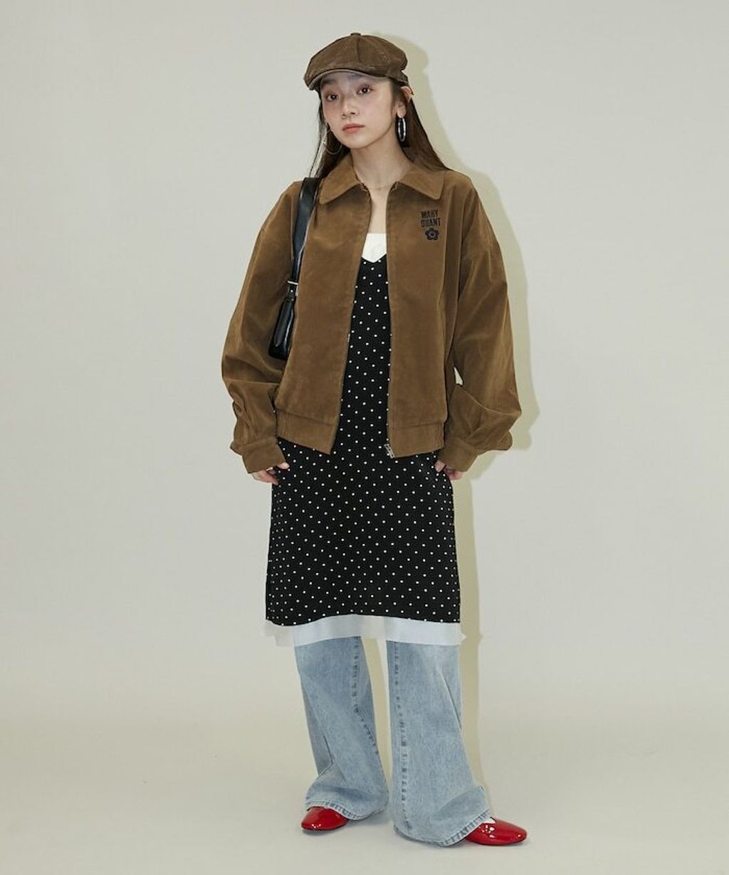 MARY QUANT 麂皮質感花紋刺繡logo外套_28