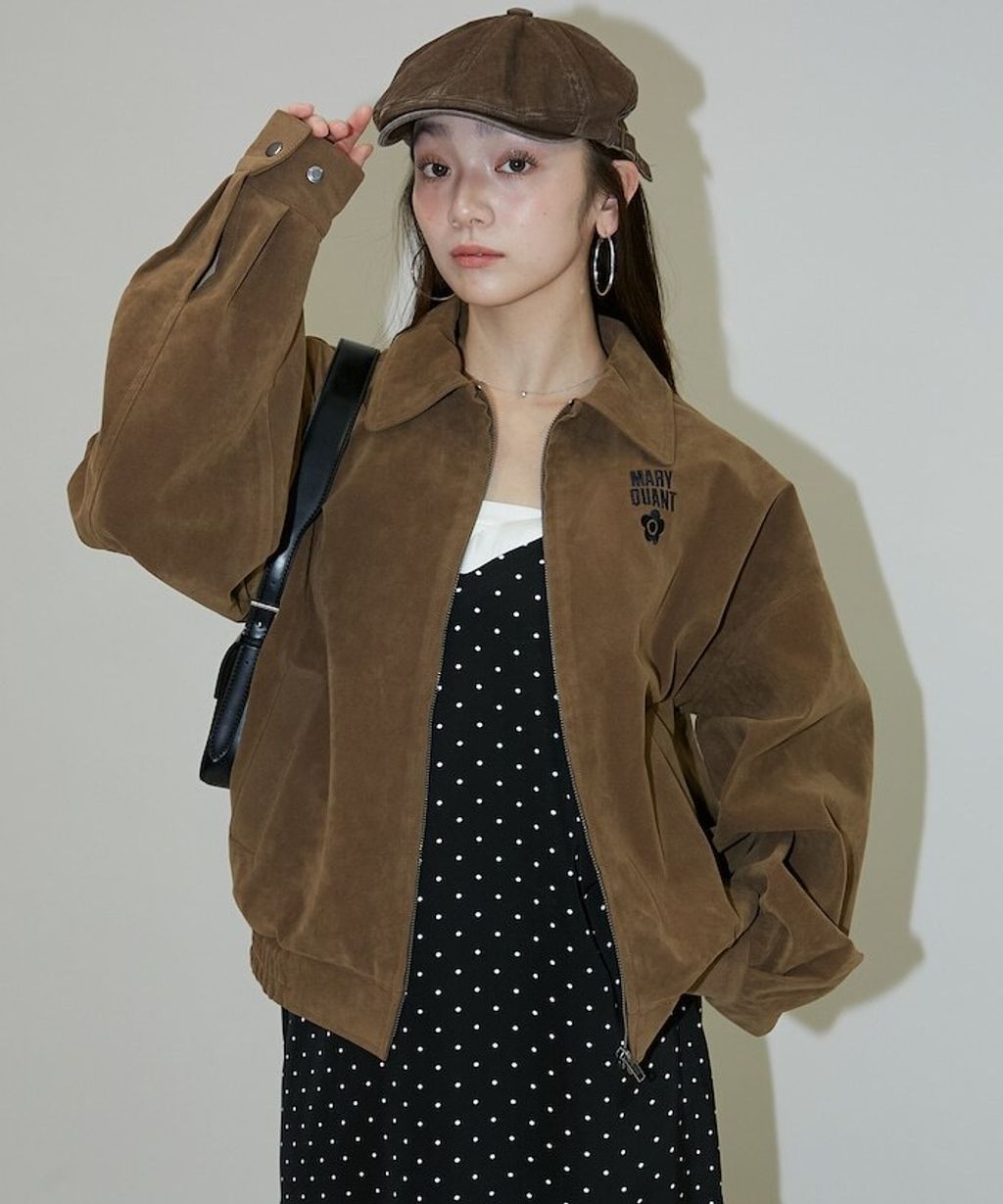 MARY QUANT 麂皮質感花紋刺繡logo外套_23