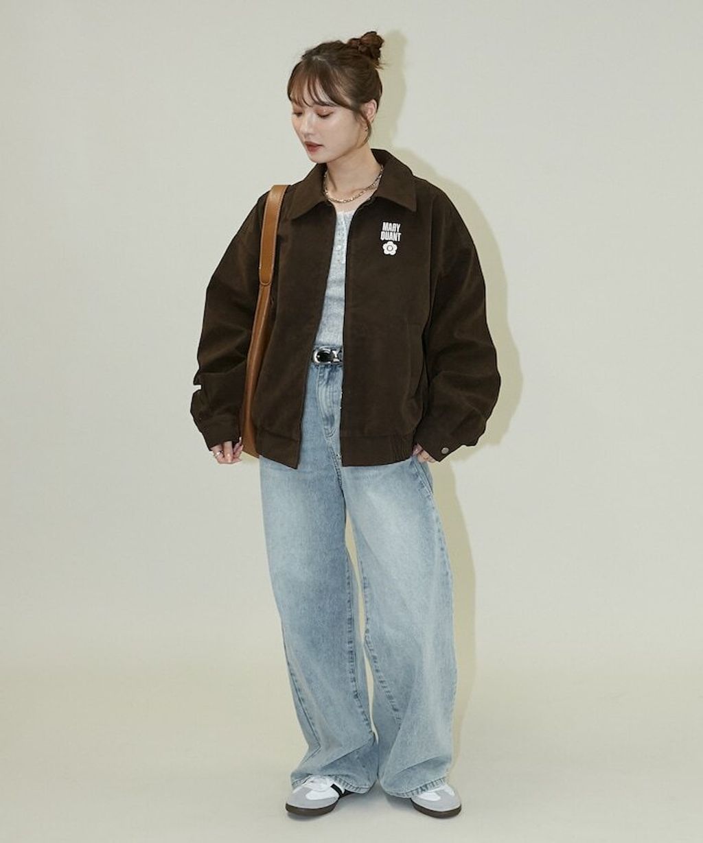 MARY QUANT 麂皮質感花紋刺繡logo外套_18