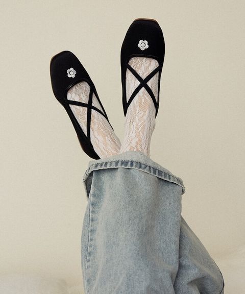 MARY QUANT 微光澤緞面芭蕾平底鞋_1