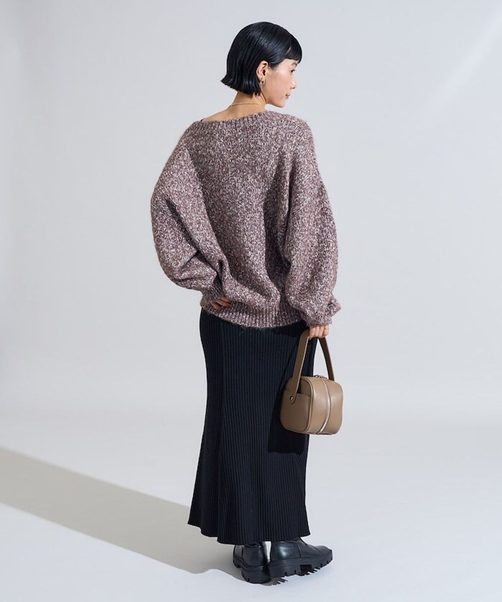 FREAKS STORE V領寬鬆厚實針織上衣_12