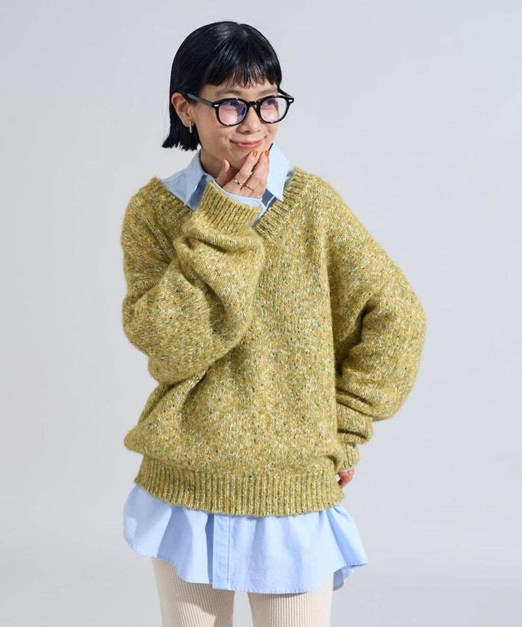 FREAKS STORE V領寬鬆厚實針織上衣_20