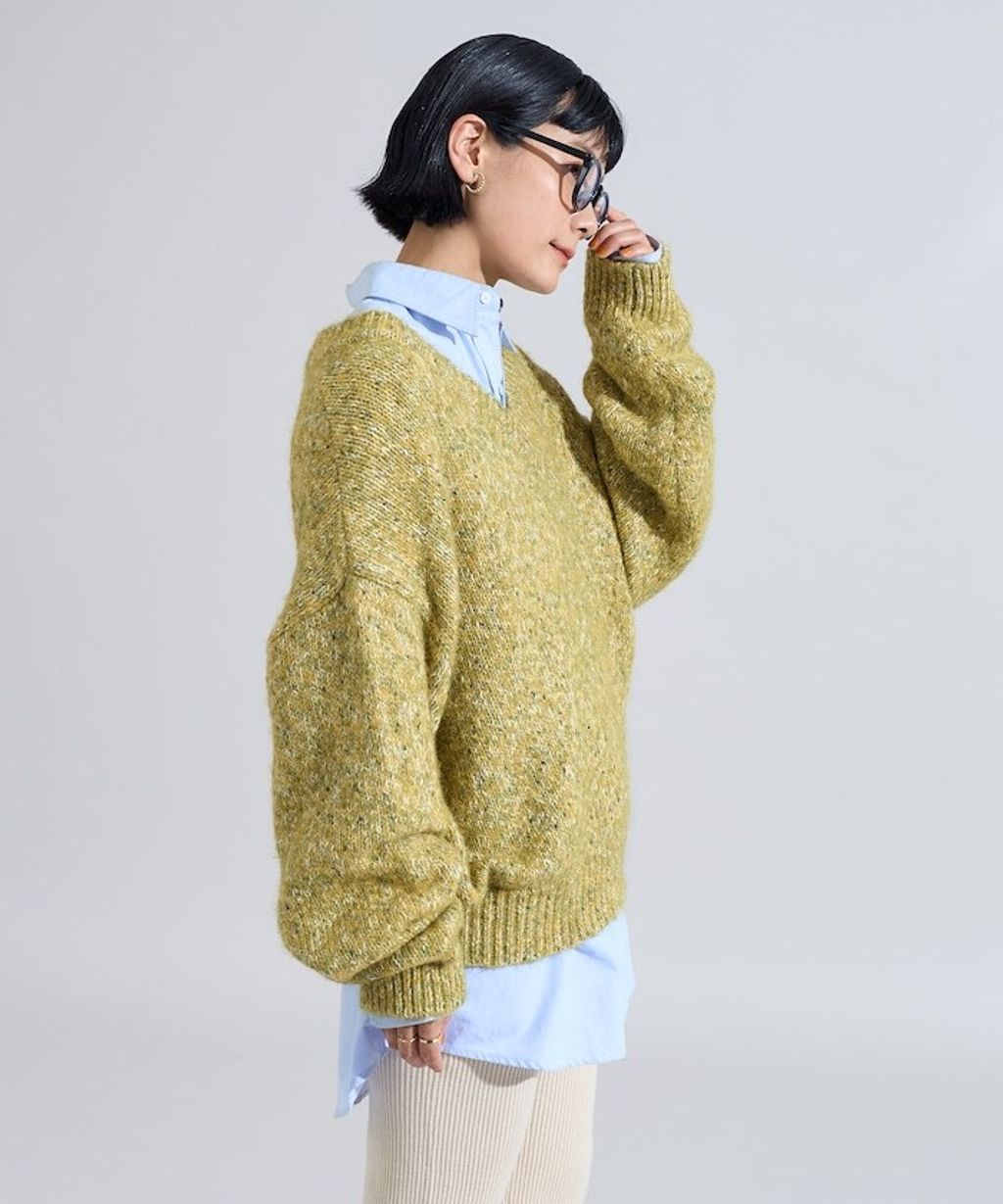 FREAKS STORE V領寬鬆厚實針織上衣_22